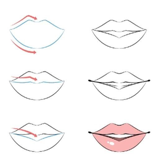 Рисунки для начинающих губы фото