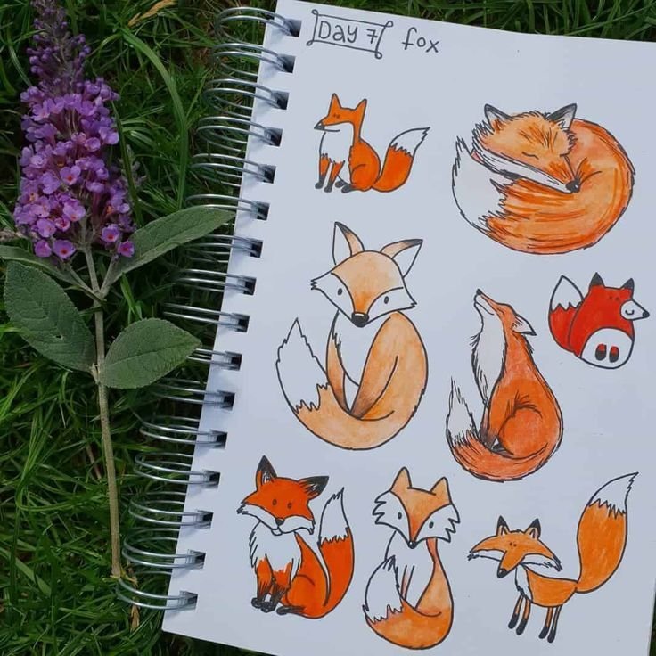 Рисунки для скетчбука легкие для начинающих милые животные фото