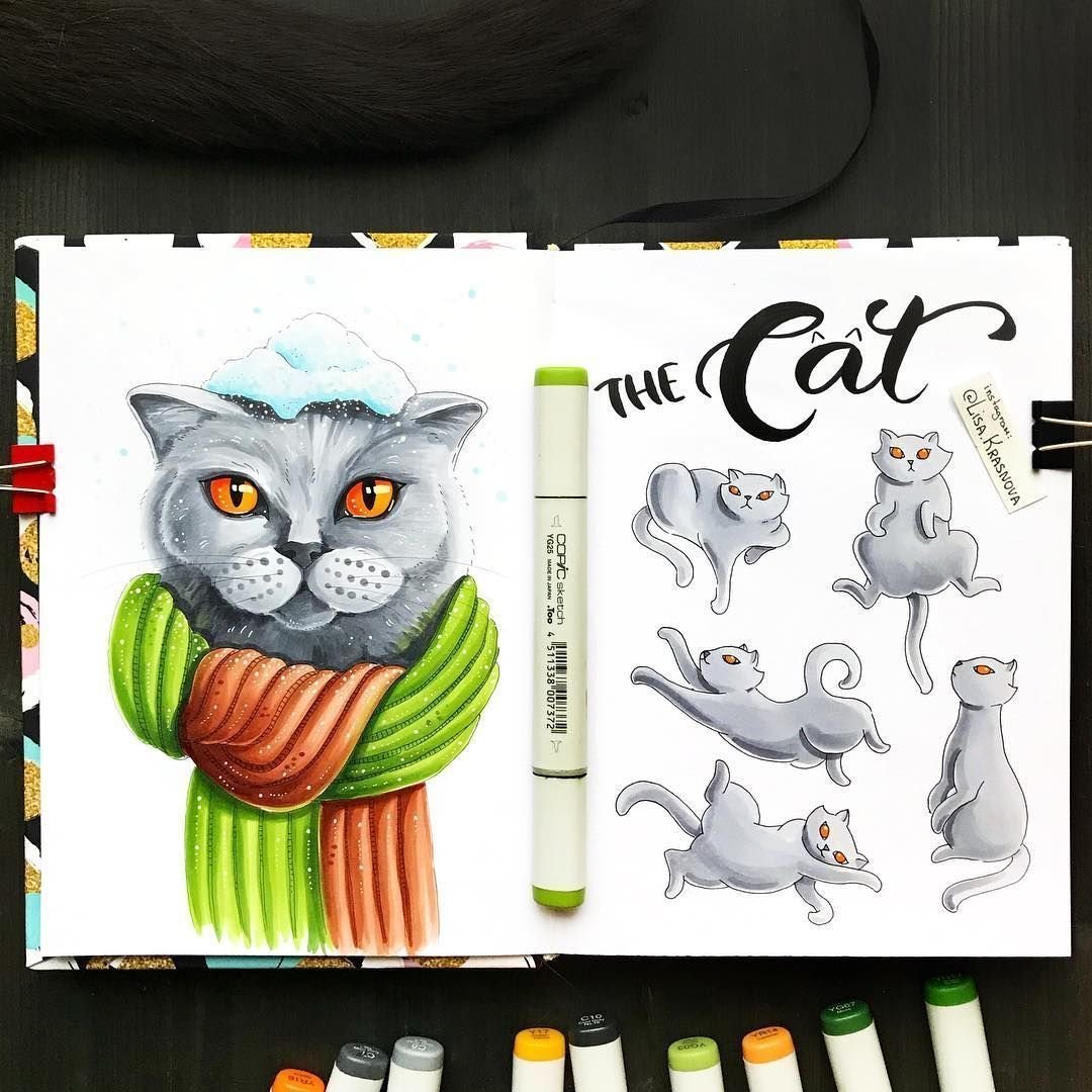 Рисунки для скетчбука маркерами для начинающих легкие и красивые животные фото