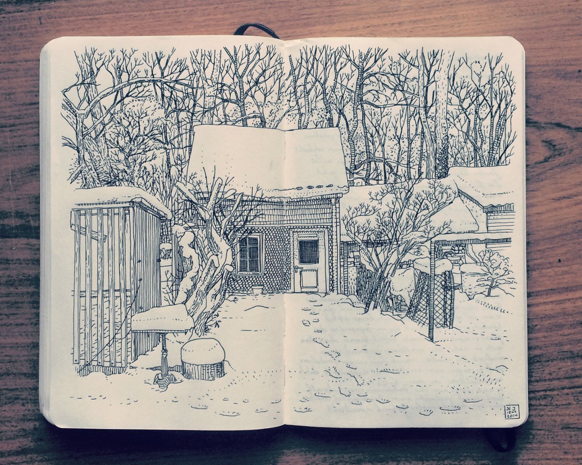 Рисунки для скетчбука на тему зима фото