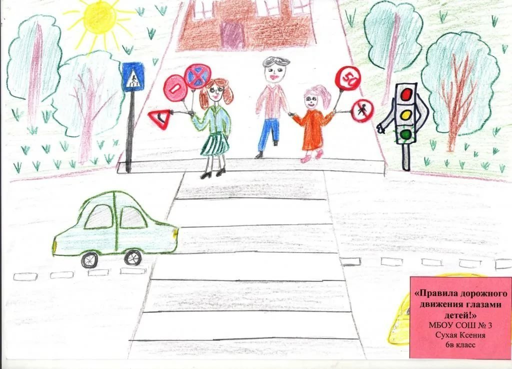 Рисунки дошкольников на тему правила дорожного движения фото