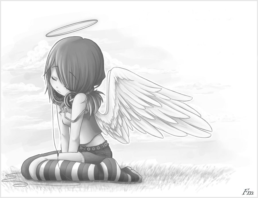 Рисунки грустной девушки аниме фото