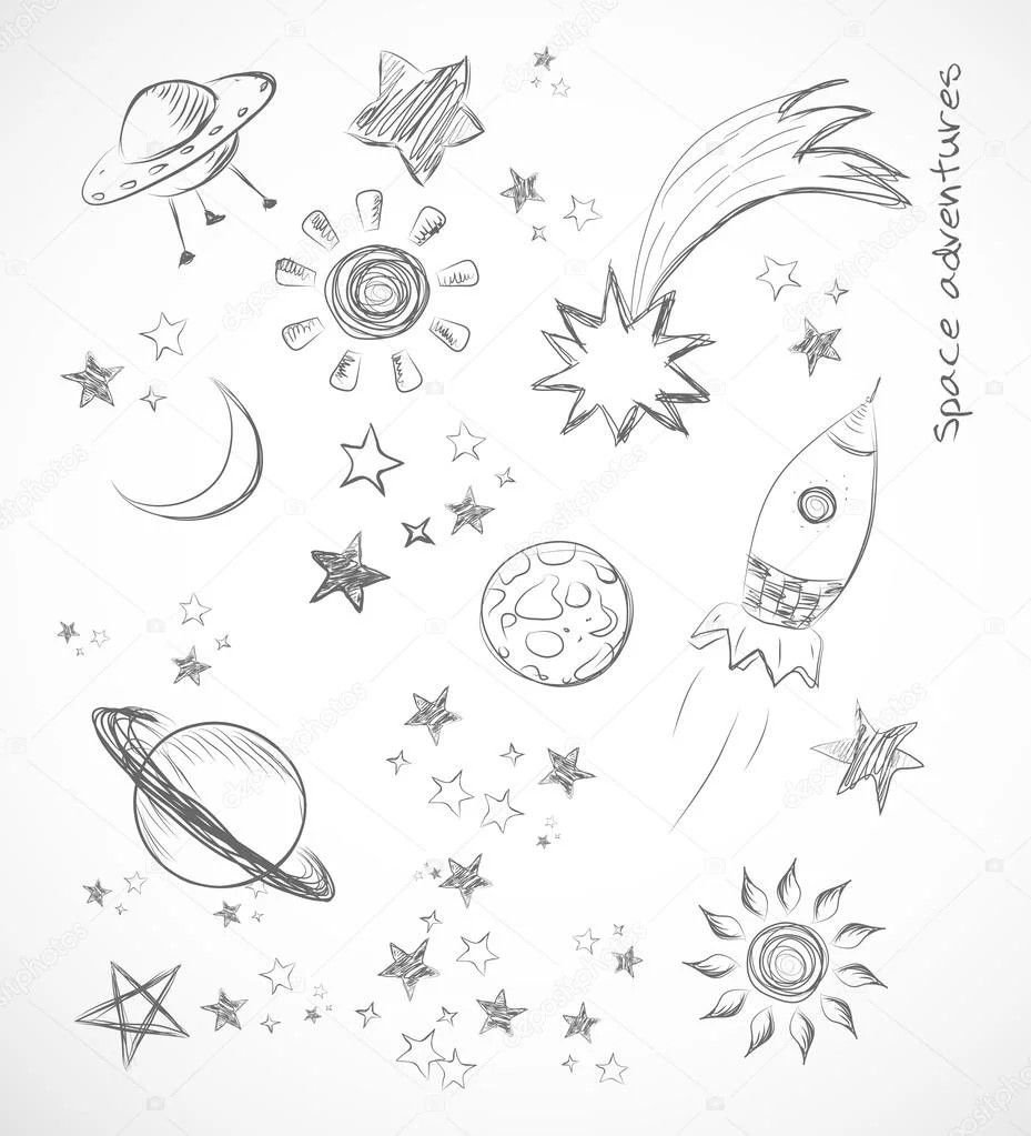 Рисунки карандашом для начинающих красивые космос фото