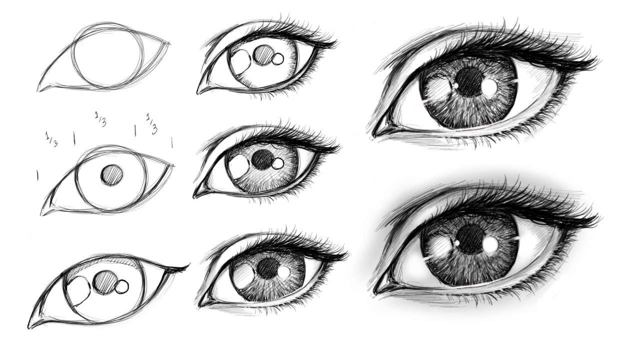 Рисунки карандашом легкие глаза поэтапно фото