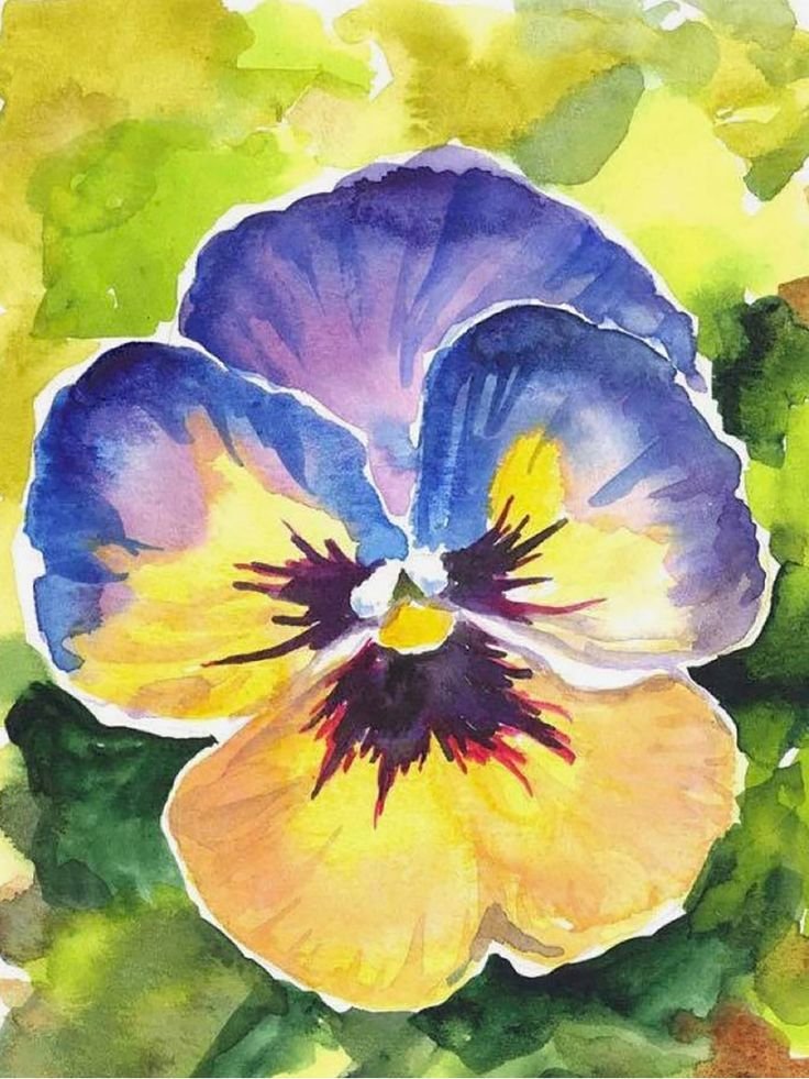 Рисунки красками легкие цветы для начинающих фото