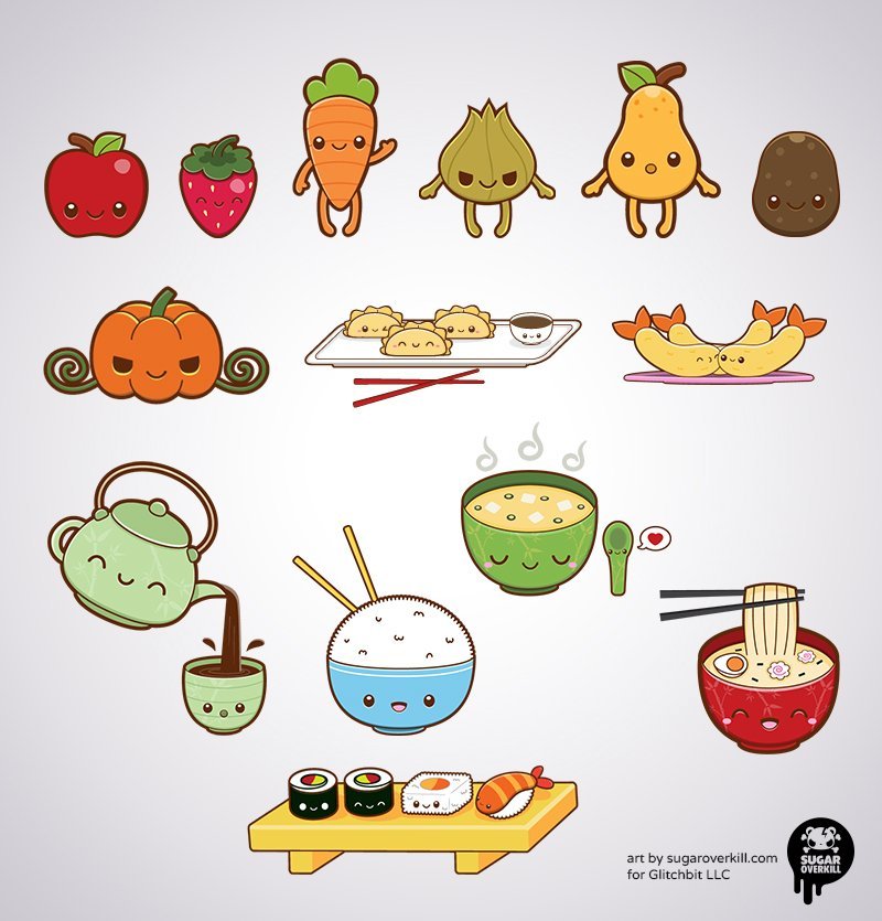 Рисунки маленькие еда и животные фото