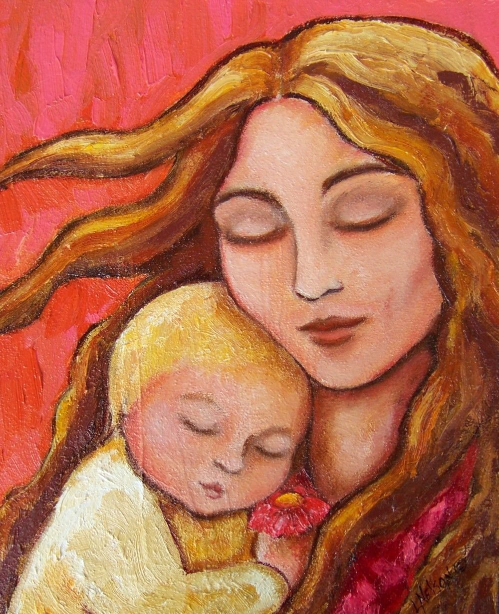 Рисунки мама с ребенком на день матери фото