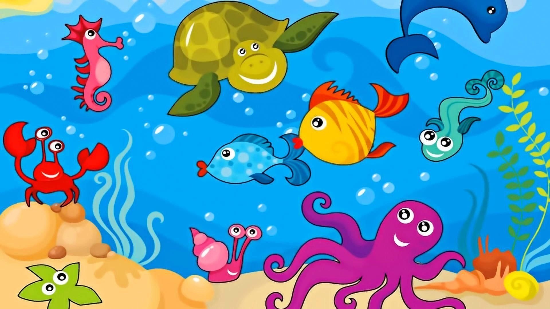 Рисунки морских животных для детей фото