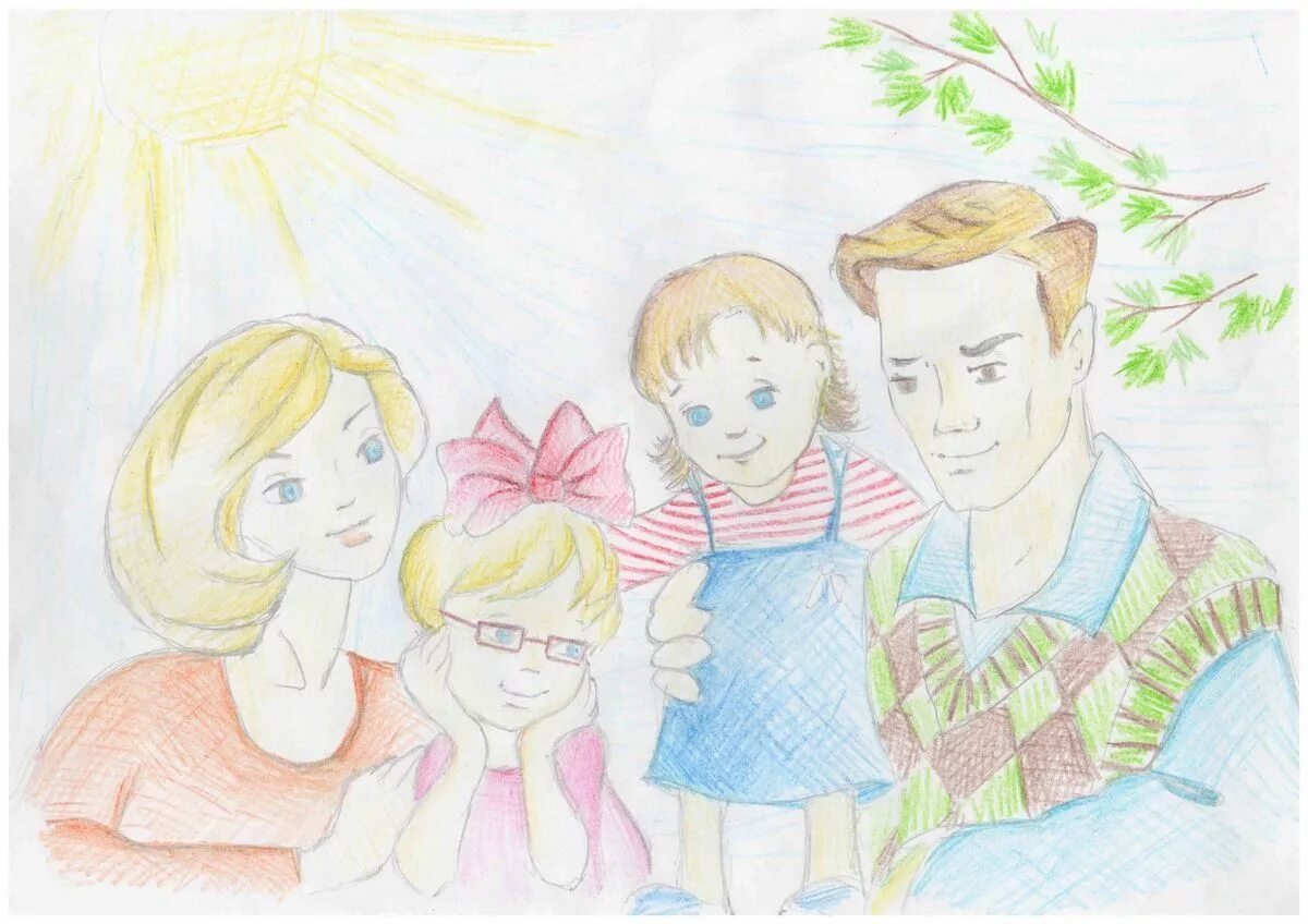 Рисунки моя семья для детского сада простые фото