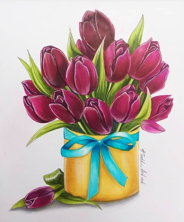Рисунки на день матери тюльпаны фото