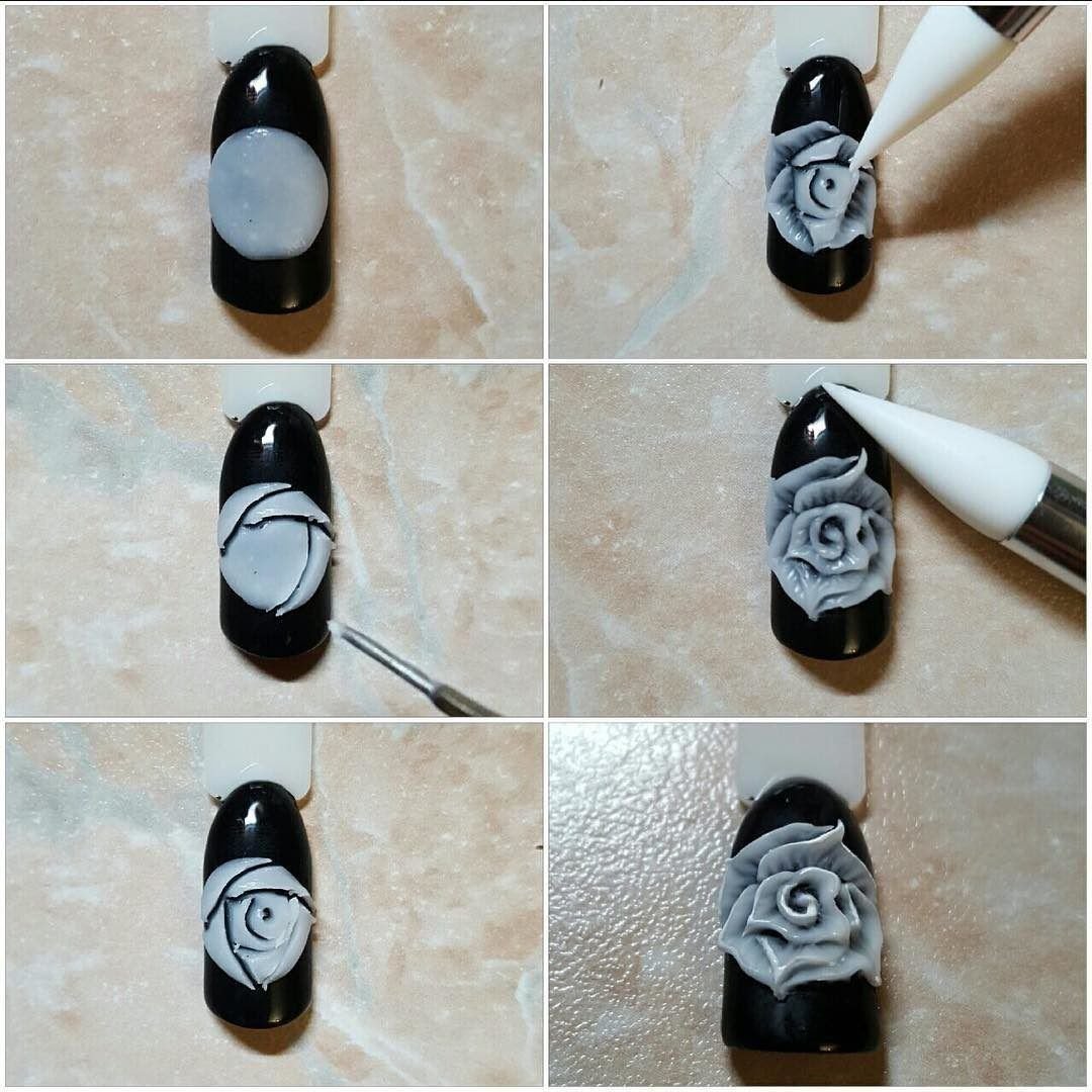 Рисунки на ногтях для начинающих розы фото
