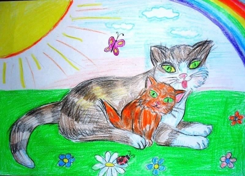 Рисунки на тему кошки фото