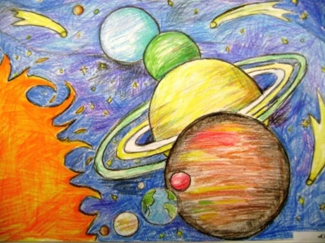 Рисунки на тему космос карандашом легкие красивые фото