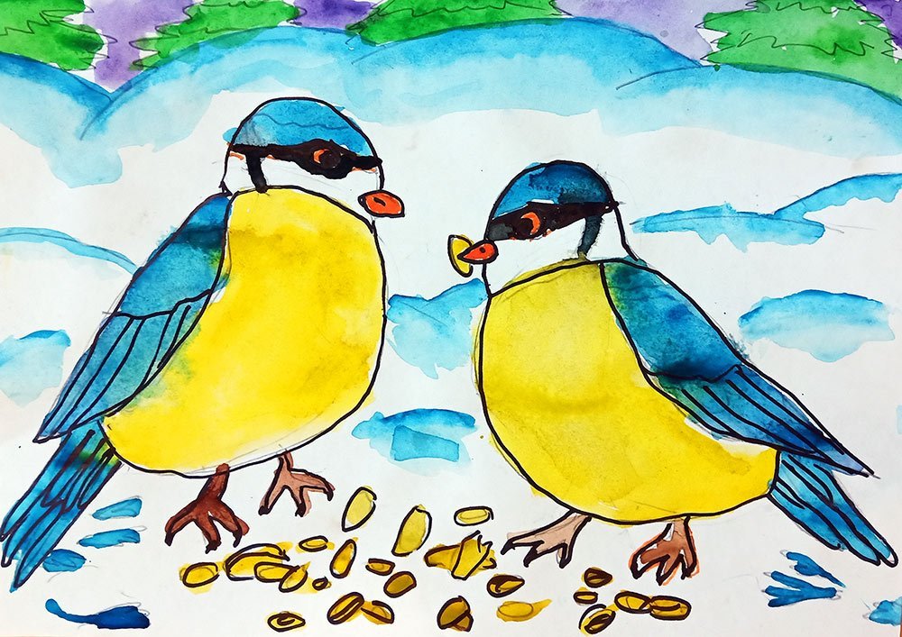 Рисунки на тему покормите птиц зимой рисунки фото