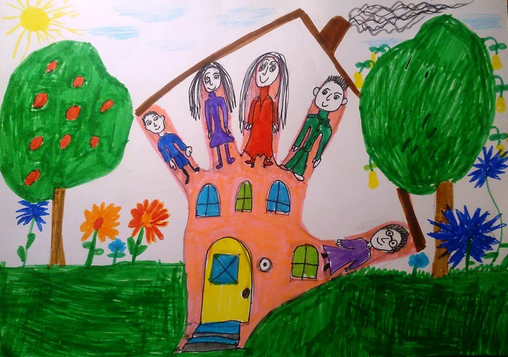 Рисунки на тему семья для детей фото
