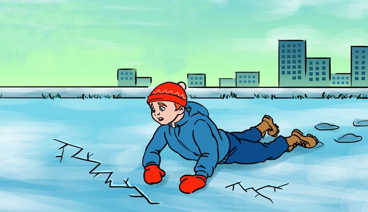 Рисунки на тему тонкий лед осторожно для детей фото