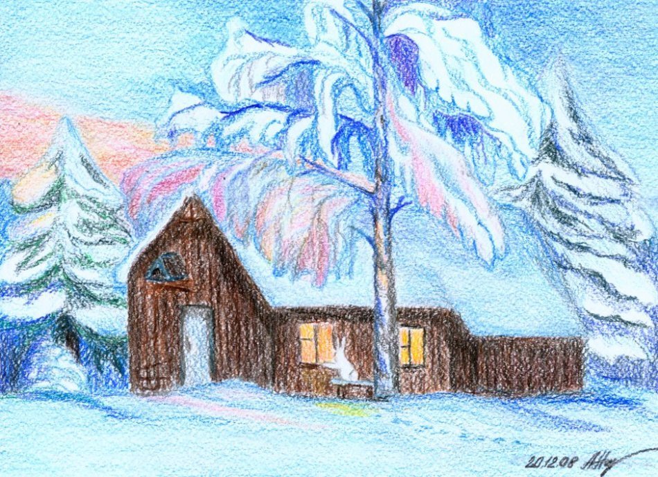 Рисунки на тему зима карандашом легкие и красивые фото