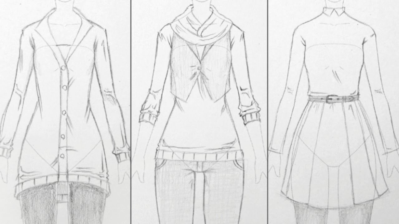 Рисунки одежды легкие аниме фото
