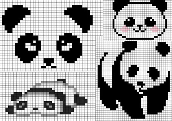 Рисунки по клеточкам панда фото