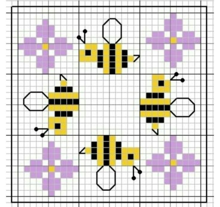 Рисунки по клеточкам пчелка фото