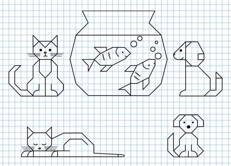 Рисунки по клеточкам в тетради кошки фото