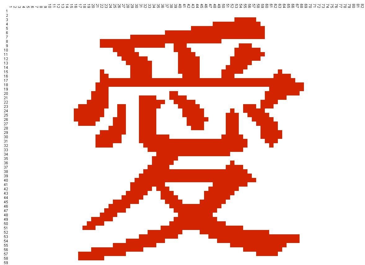 Рисунки по клеточкам японские иероглифы фото