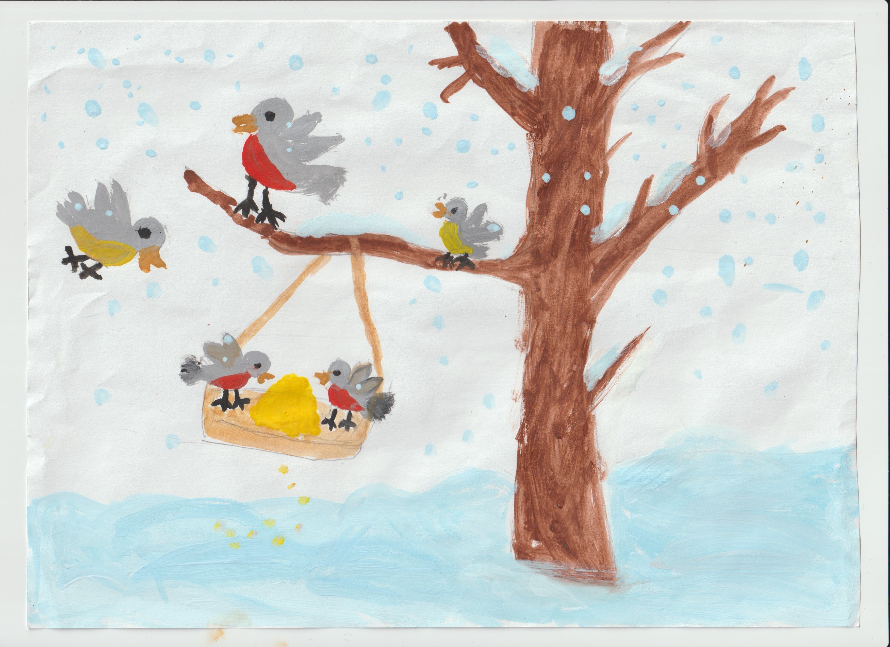 Рисунки покормите птиц зимой детские фото