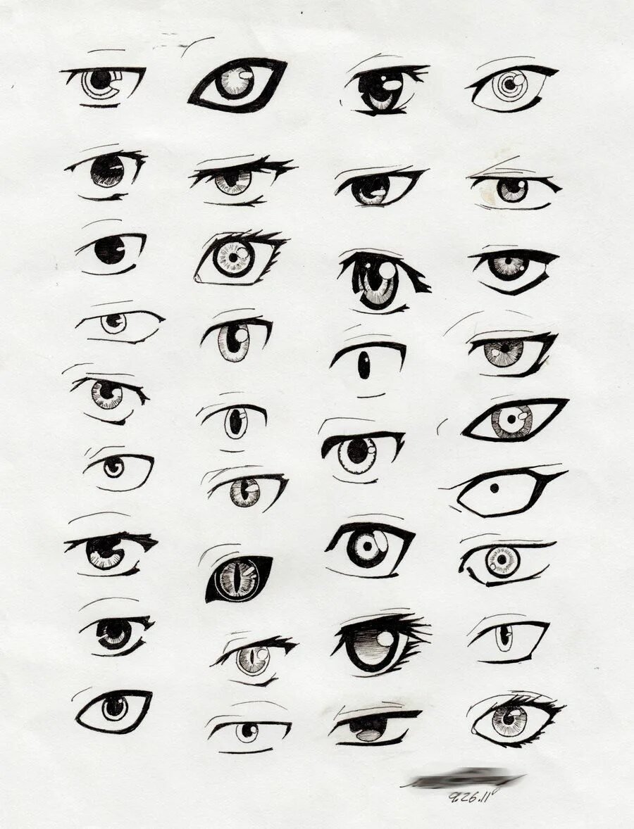 Рисунки простым карандашом глаза аниме фото