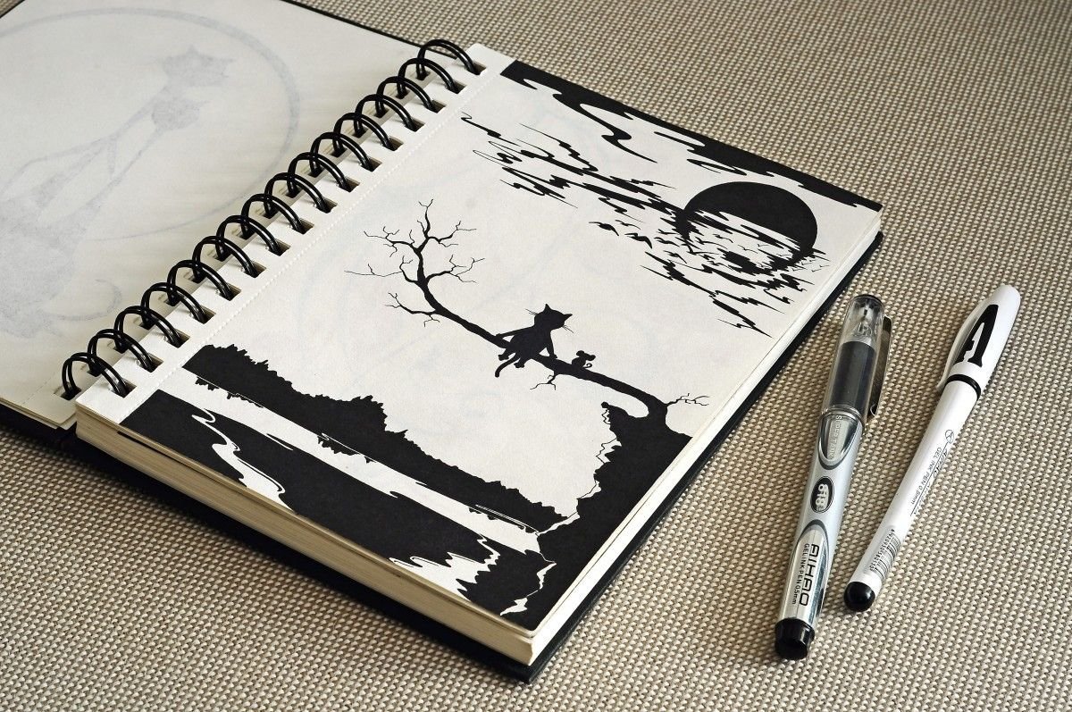 Рисунки ручкой черной легкие скетчбук для начинающих фото