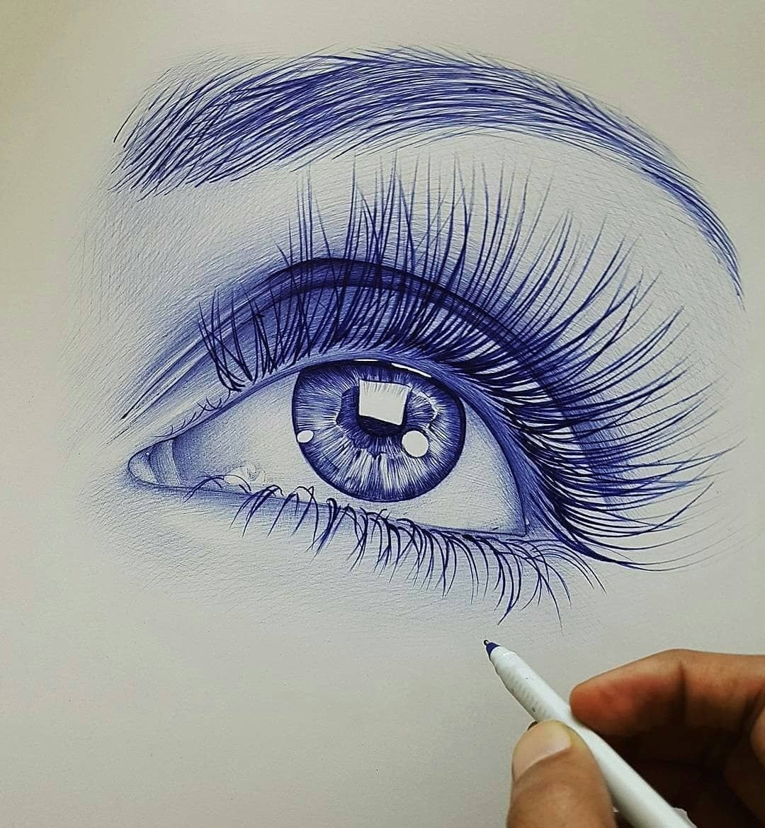 Рисунки ручкой легкие для начинающих красивые синей фото
