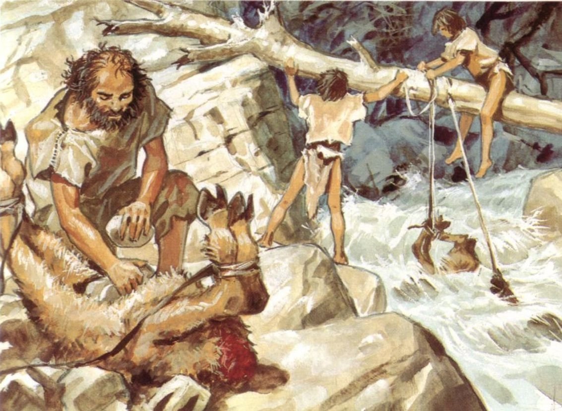 Рисунки с изображением древней пещеры костра шкур животных фото