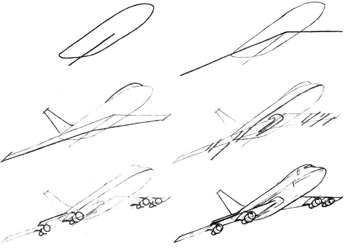 Рисунки самолетов карандашом поэтапно легко фото