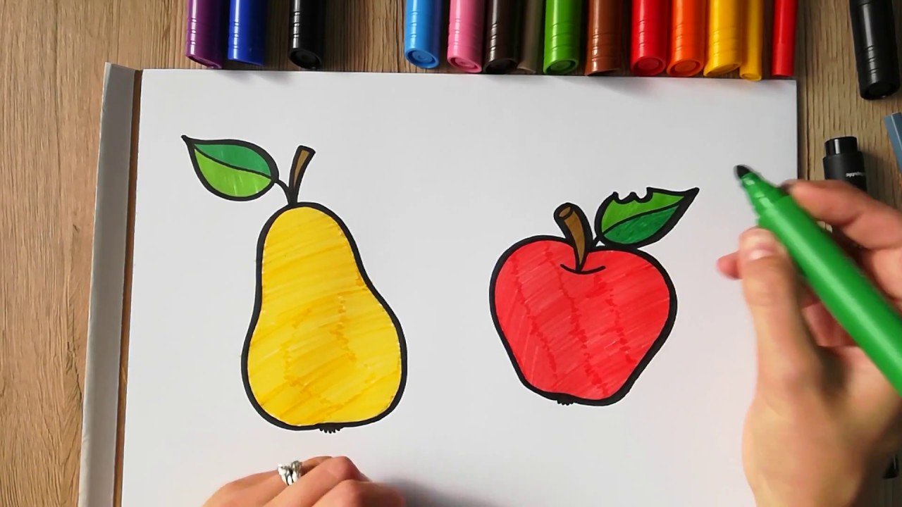 Рисунки скетч маркерами для начинающих легкие яблоко фото