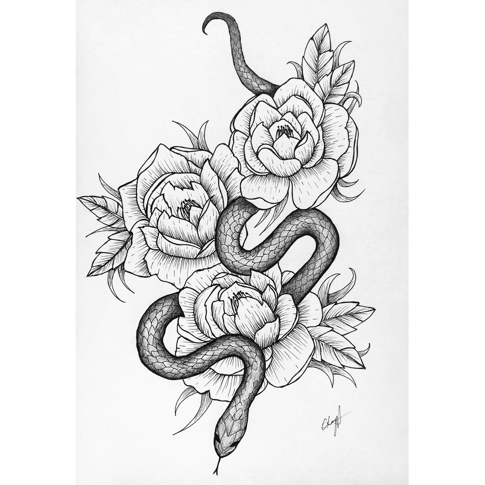 Рисунки тату для девушек на ноге змея фото