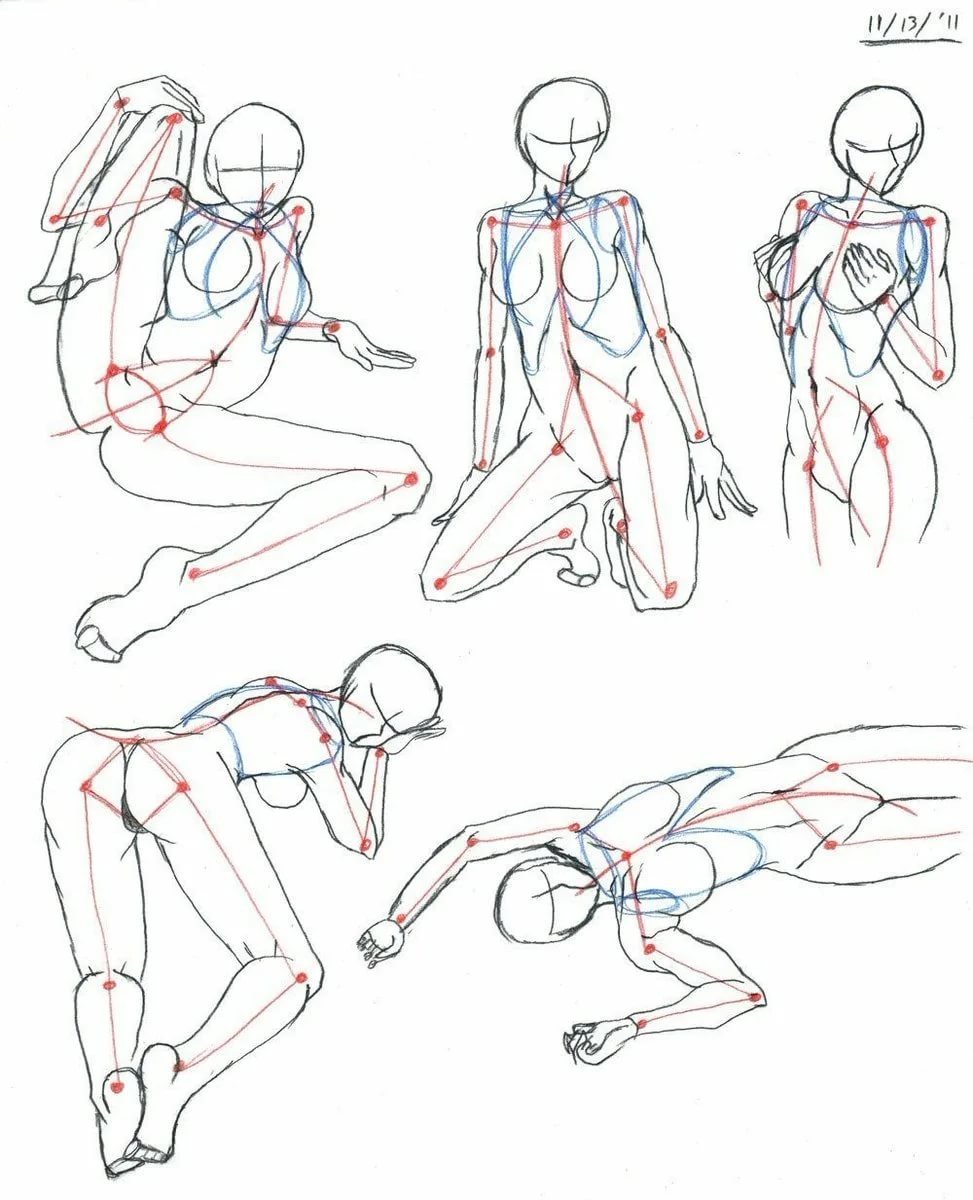 Рисунки тело девушки аниме позы фото