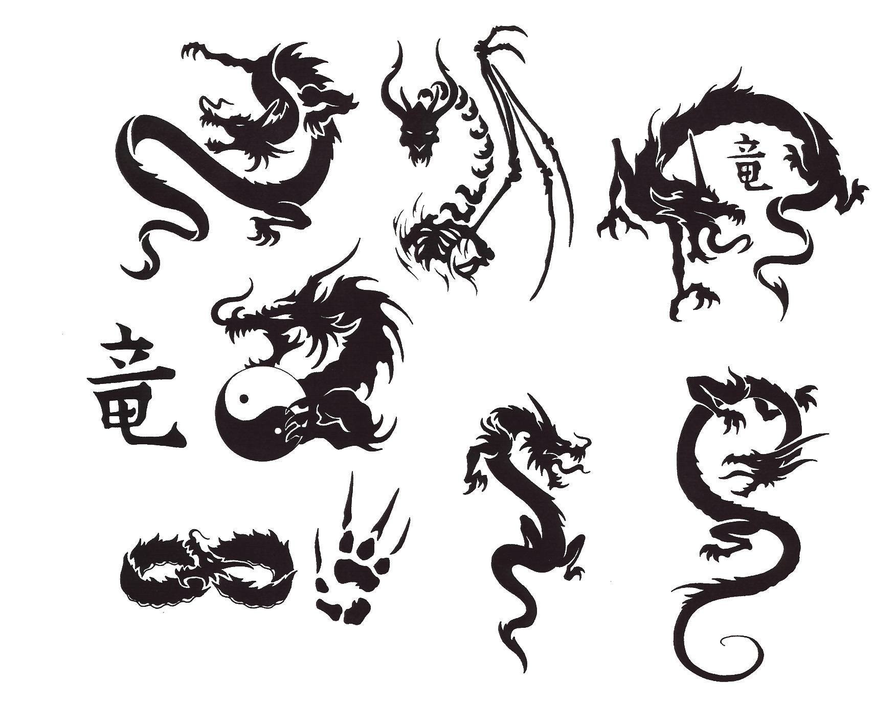 Рисунки в стиле тату дракон фото