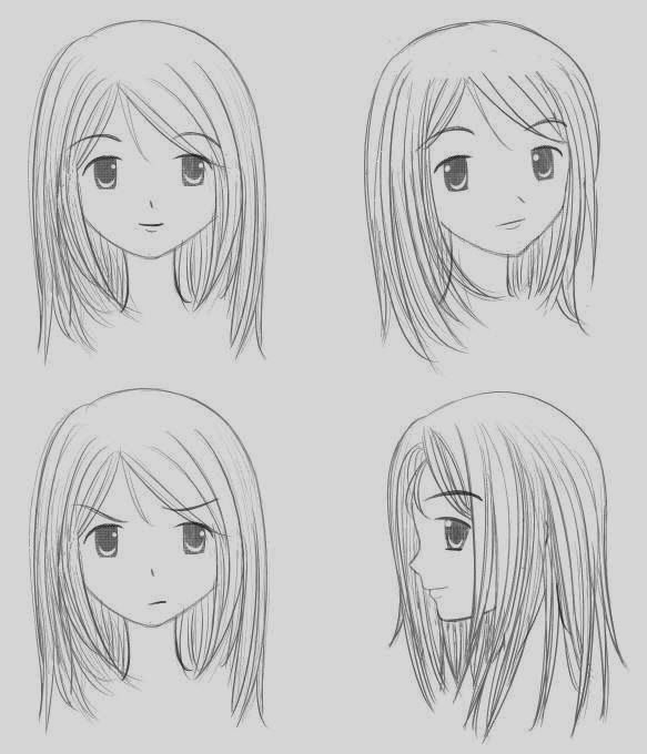 Рисунки волосы аниме каре фото