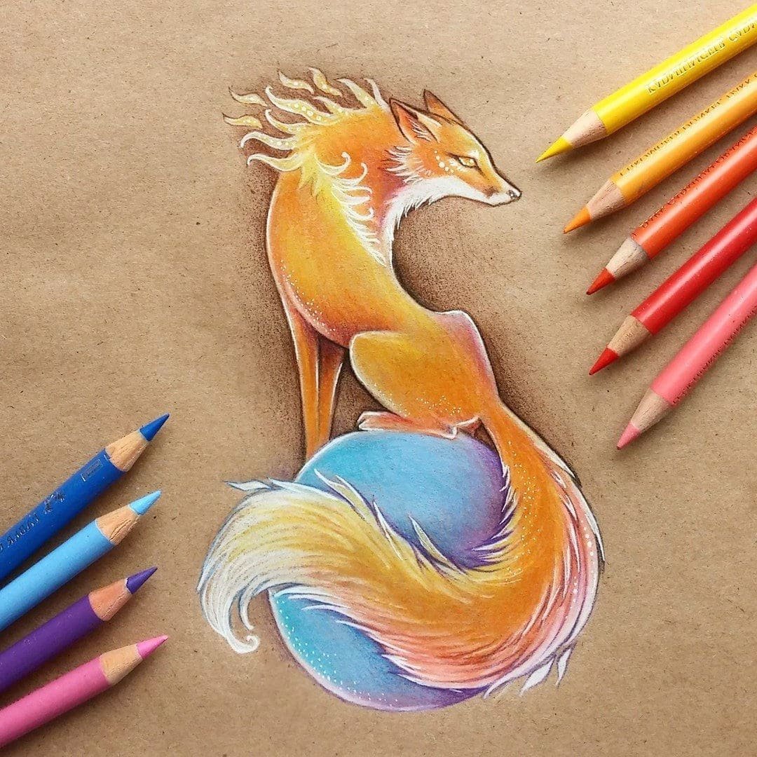 Рисунки животных карандашами цветными легкие фото