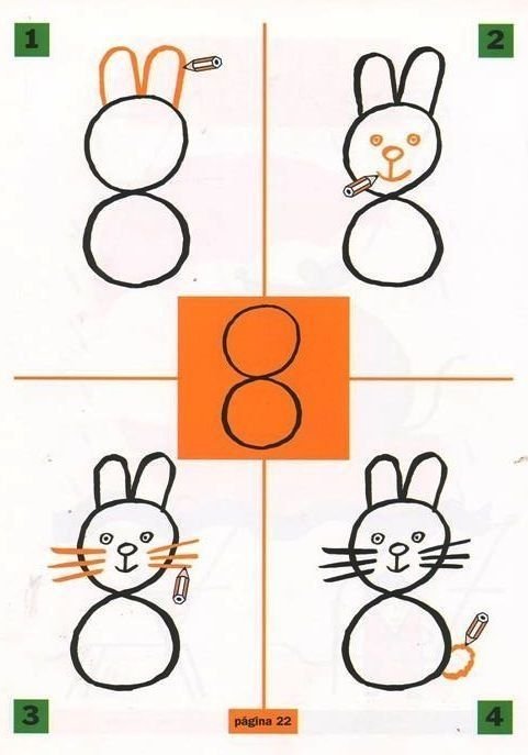 Рисунки животных простые для детей из цифр фото