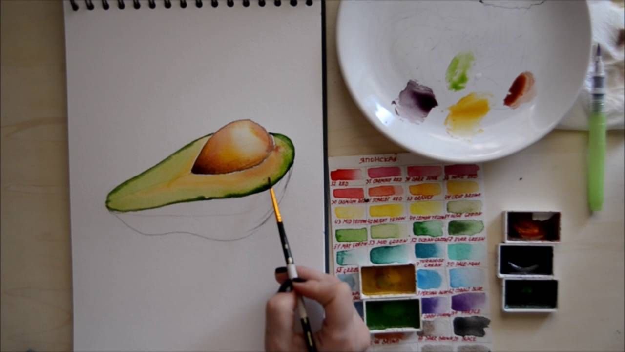 Рисунок авокадо маркерами легко для начинающих фото