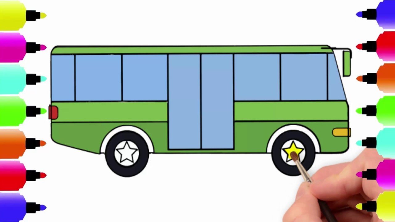 Рисунок автобуса для детей поэтапно фото