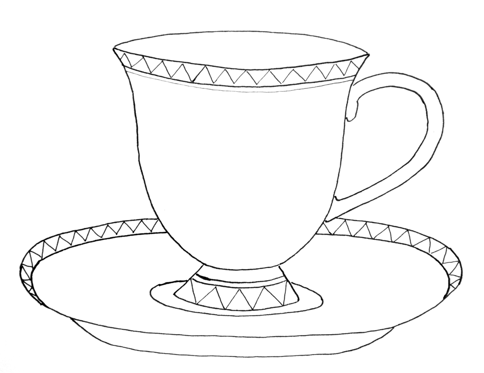 Рисунок чашка с блюдцем с узором фото