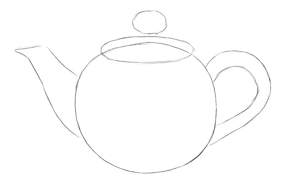 Рисунок чайник поэтапно фото