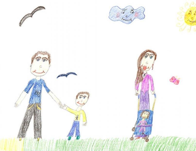 Рисунок детский расположение семьи фото