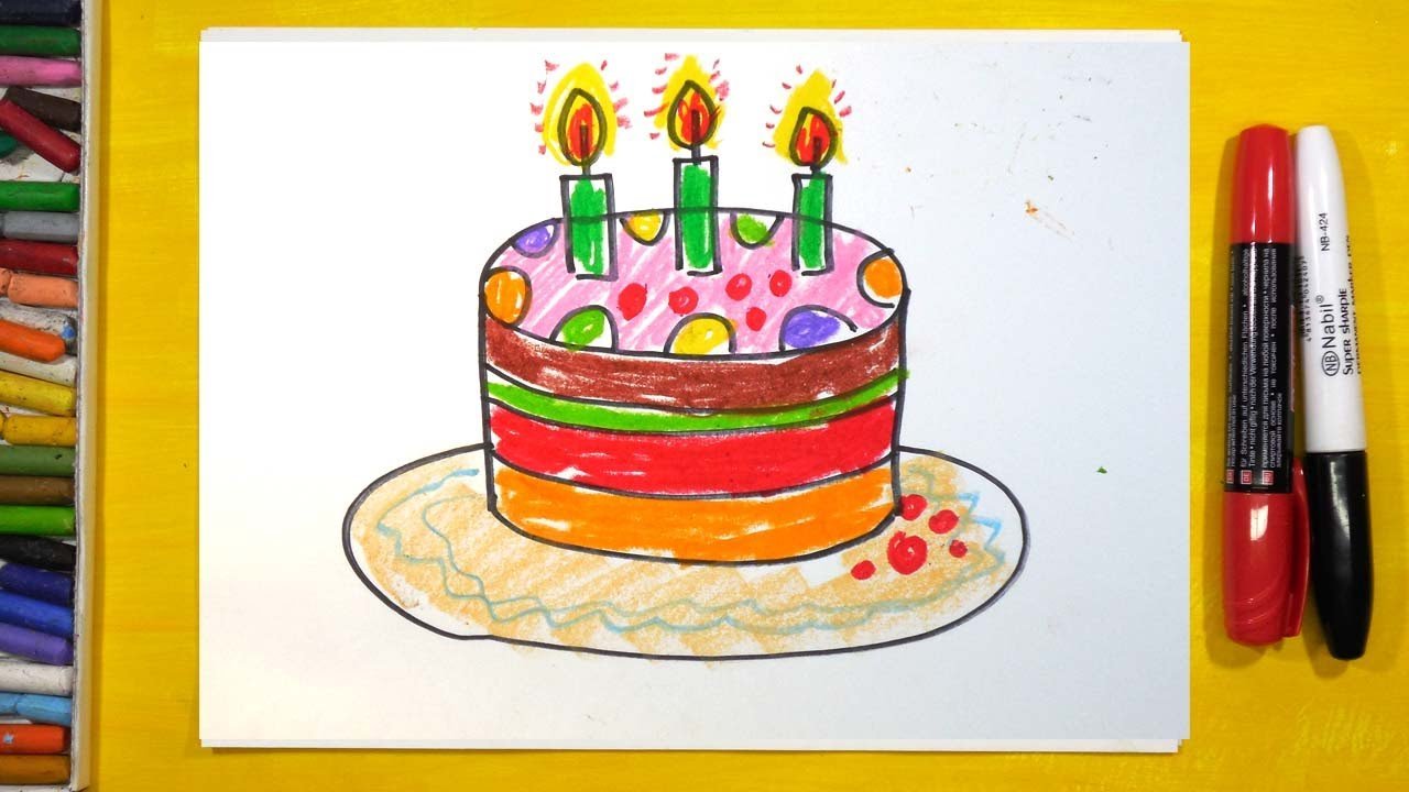 Рисунок детский рисунок торта фото
