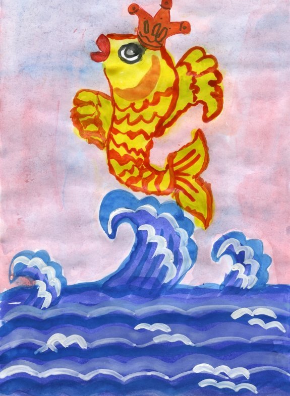 Рисунок детский золотая рыбка к сказке фото