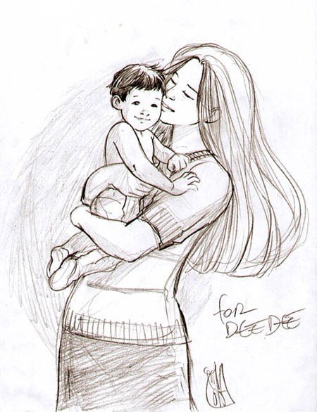 Рисунок для мамы на день матери карандашом легко фото