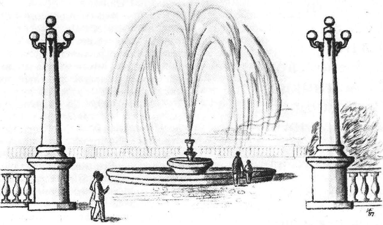 Рисунок эскиз фонтана фото