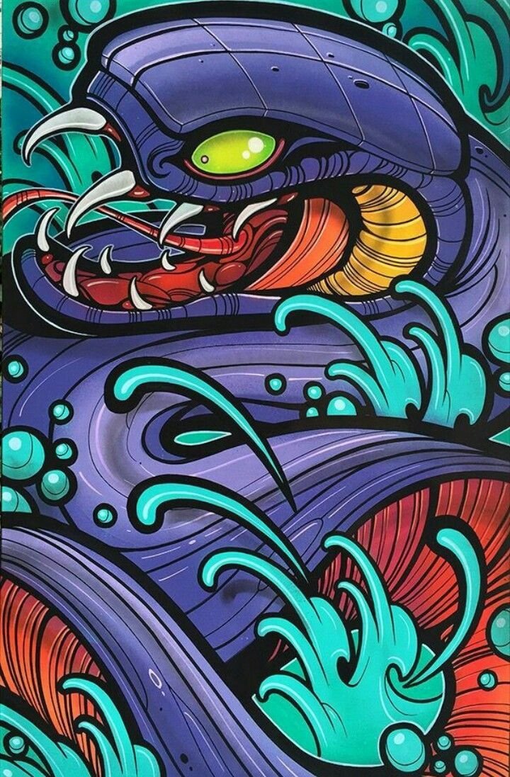 Рисунок граффити змея фото
