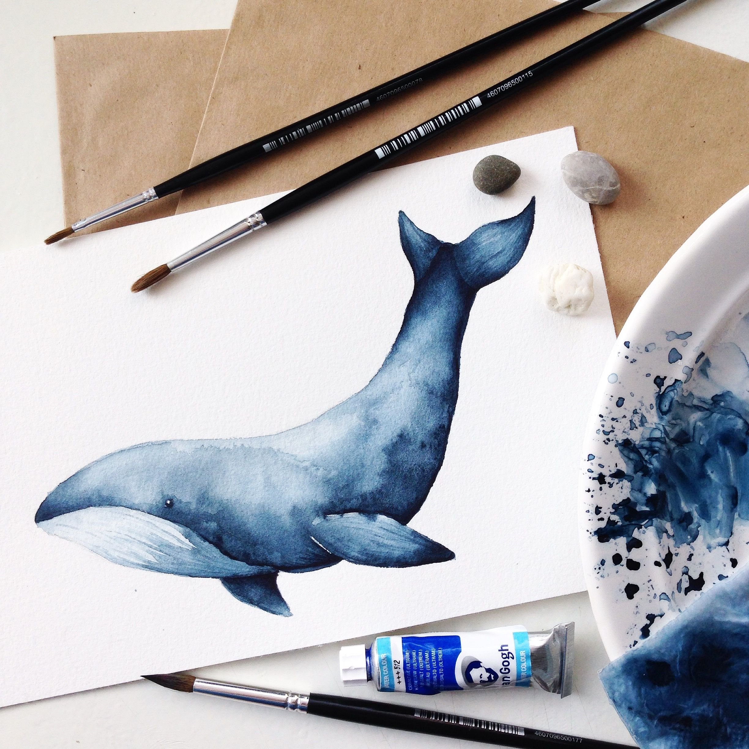 Рисунок кита для начинающих фото